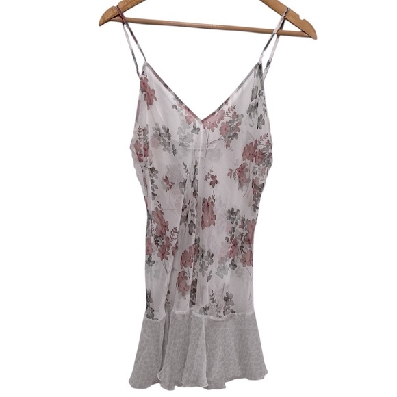 VICTORIA’S SECRET Y2K Floral Nightie Mini Sheer Slip Dress Size Medium - Picture 2 of 9